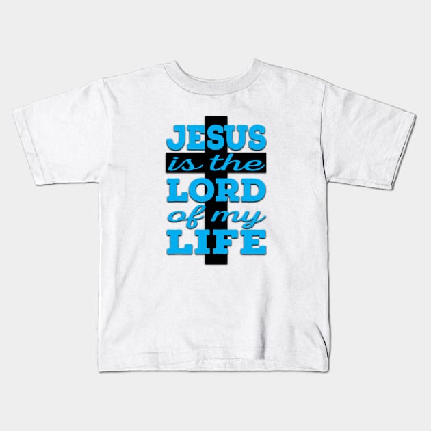 Jesus is Lord (blue and black) Kids T-Shirt by VinceField